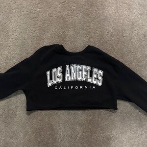 Girls Black Los Angeles California Cropped Sweatshirt. Size 8. Never worn